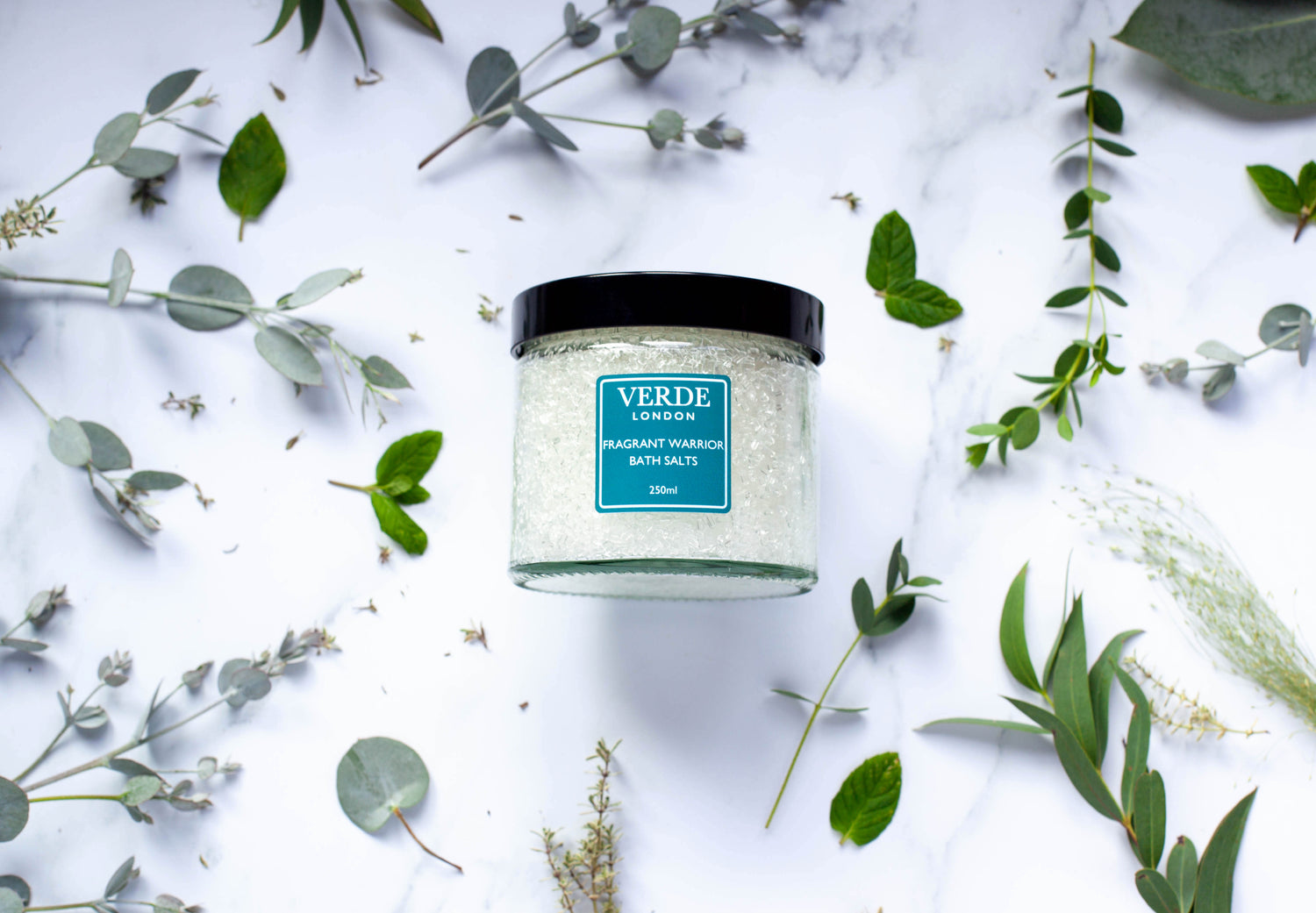 fragrant warrior bath salts with pine, eucalyptus, lavender and peppermint