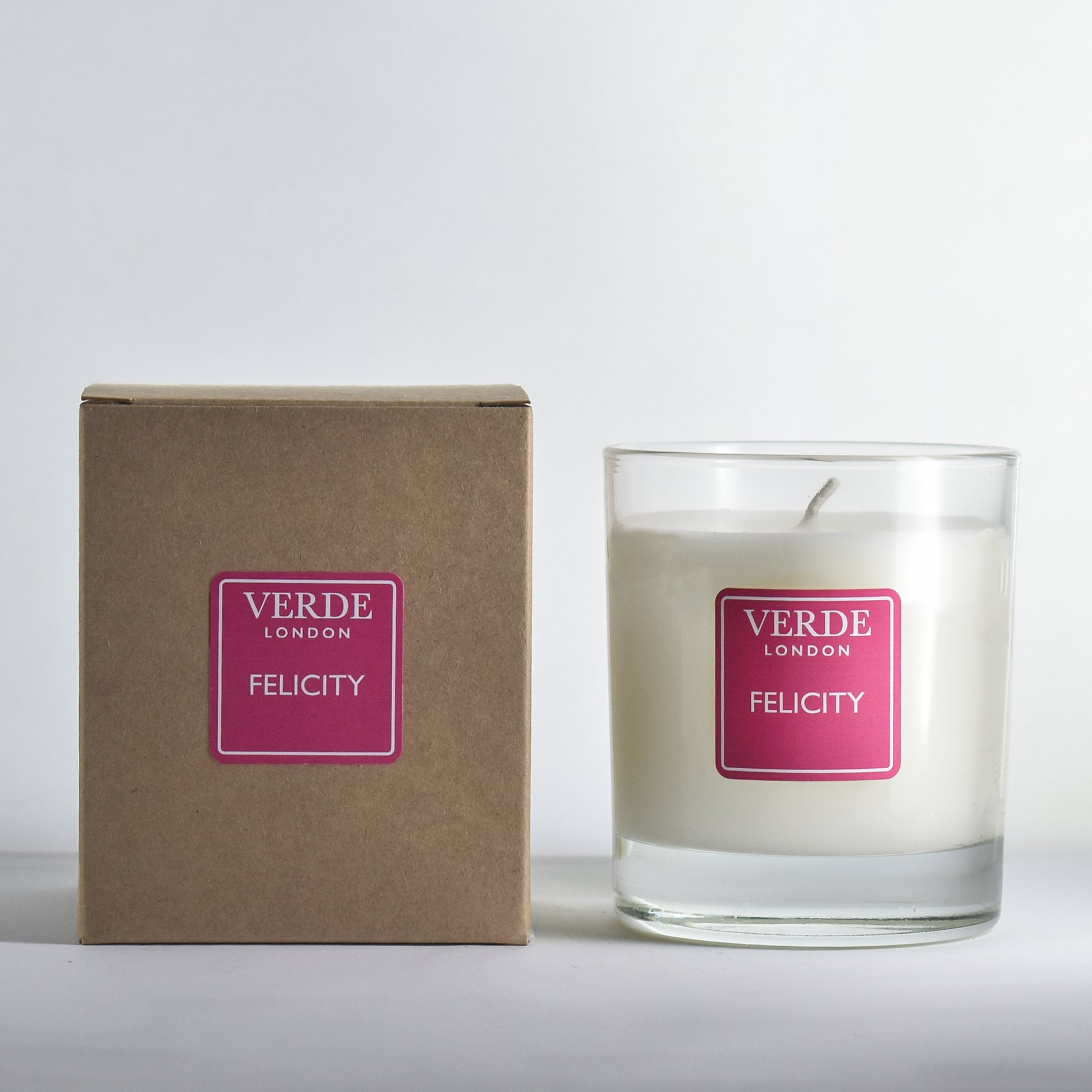 Verde London Felicity candle and packaging on a white background