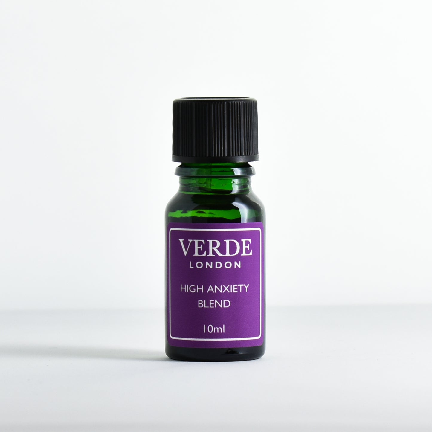 Green dropper bottle of 'High Anxiety Blend' by Verde London on a white background